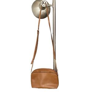 Michael Kors Jet Set Travel Leather Dome Brown Crossbody Bag